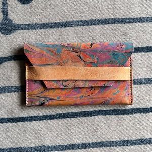 🆕 SaVoix Handmade Leather Clutch in Sunset Multi